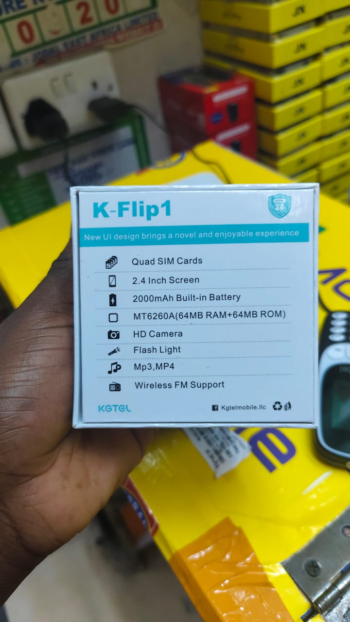 KGTEL K-FLIP 1 TRENDY FLIP DESIGN PHONE ,QUAD SIM CARDS( 4 SIM CARDS PHONE) 2.4" SCREEN DISPLAY 2000mAh built -in battery 64MB RAM + 64MB ROM wireless Fm kadunde/ kabambe / featured phone MOBILE PHONE