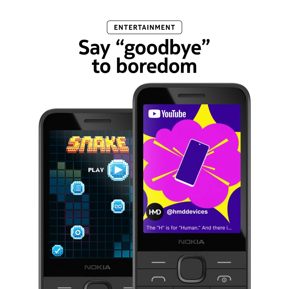 Nokia 220 4G 2.8 inches IPS LCD display 128MB +64MB RAM 1450 mAh Nano-SIM + Nano-SIM Unisoc T107 (22 nm) Wireless FM radio USB Type-C MP3 player Cloud Apps portal featured phones