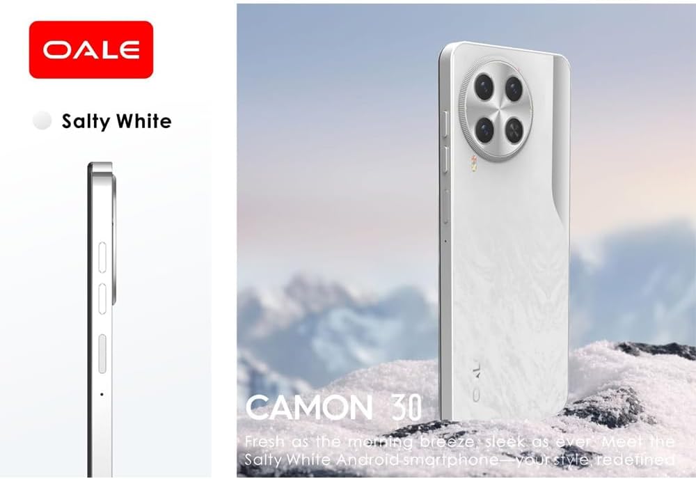 Oale Camon 30 64GB+3GB 6.6" 120Hz Display 8MP+5MP+AI Camera 5075mAh Battery 10W Charge IP54 Dust And Water Resistant Fingerprint Unlock MTK Helio G81 Android Smartphone