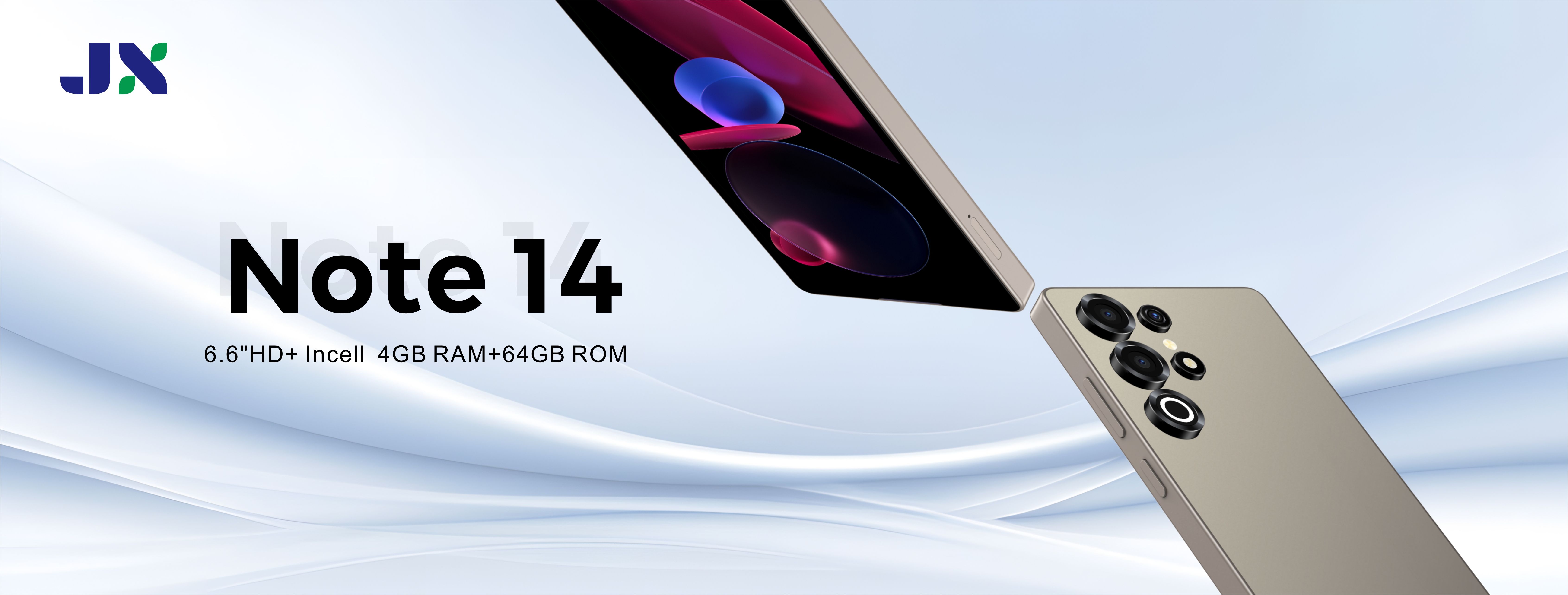 JX Note 14 Smartphone 4GB RAM + 64GB ROM Display: 6.6″ HD+ Incell 5MP Front + 8MP Rear AI Camera 5000mAh Big Battery Dual sim Android 14 Smart Phones