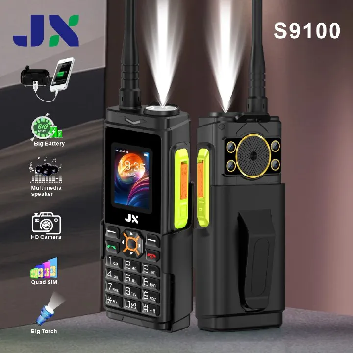 BRAND NEW JX S9100 QUAD SIM POWER BANK PHONE 1.77 inch Display 7200mAh Buletooth Vibrator/Wireless FM/ MP3/MP4/Big Torch/ Auto callrecording/Power Bank Cell Feature Phone