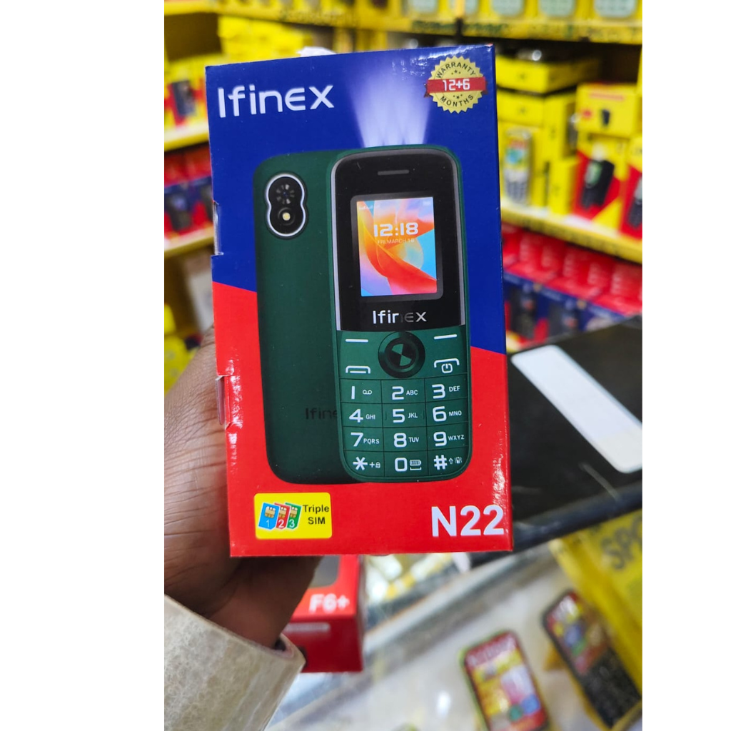 IFINEX N22 TRIPLE SIM CARD KABAMBE/MULIKA MWIZI/BUTTON/FEATURE PHONE WITH FM WIRELESS BATTERY 3300MAH TORCH LIGHT, 1.77" SCREEN DISPLAY FEATURED PHONE