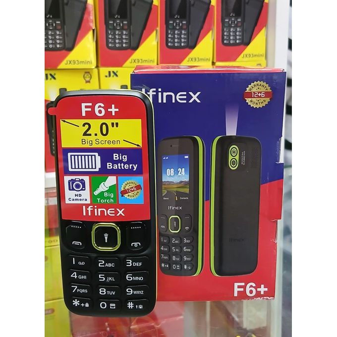 IFINEX F6+ DUAL SIM CARD KABAMBE/MULIKA MWIZI/BUTTON/FEATURE PHONE WITH FM WIRELESS BATTERY 3300MAH  BIG BATTERY TORCH LIGHT, 2.0" SCREEN DISPLAY FEATURED PHONE