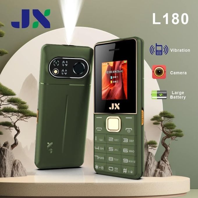 JX L180 DUAL SIM PHONE 3200MAH BIG BATTERY WIRELESS FM, BIG TORCH , SCREEN DISPLAY 1.77" KABAMBE/KATULULU/MULIKA MWIZI/BATTON/FEATURE PHONE