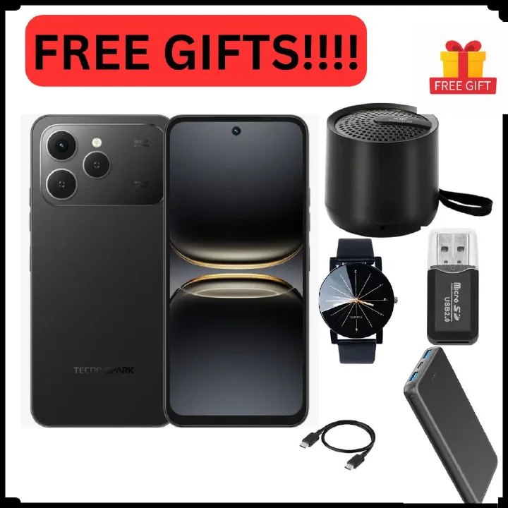 Tecno Spark 40 128GB + 8GB(4+4GB EXTENDED) 6.67'' Hole Screen Camera 50MP Main Camera 8MP Front Camera 45W Super Charging 5200mAh BatterySide Fingerprint smartphone + FREE GIFTS