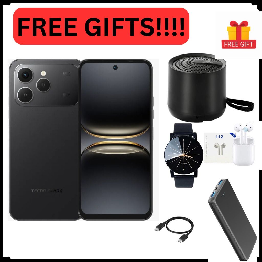 Tecno Spark 40 128GB + 8GB(4+4GB EXTENDED) 6.67'' Hole Screen Camera 50MP Main Camera 8MP Front Camera 45W Super Charging 5200mAh BatterySide Fingerprint smartphone + FREE GIFTS