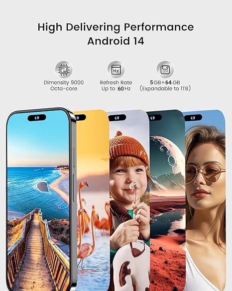 Corn C16 Pro Max  64GB Storage +5(2+3Extended ) RamUnlocked Cell Phone, Android 6.6"HD +WATERDROP SCREEN 13MP Main Camera,8mp Front camera  5000mAh Dual SIM, Face ID, GPS, OTG (Black) Phone Smartphone