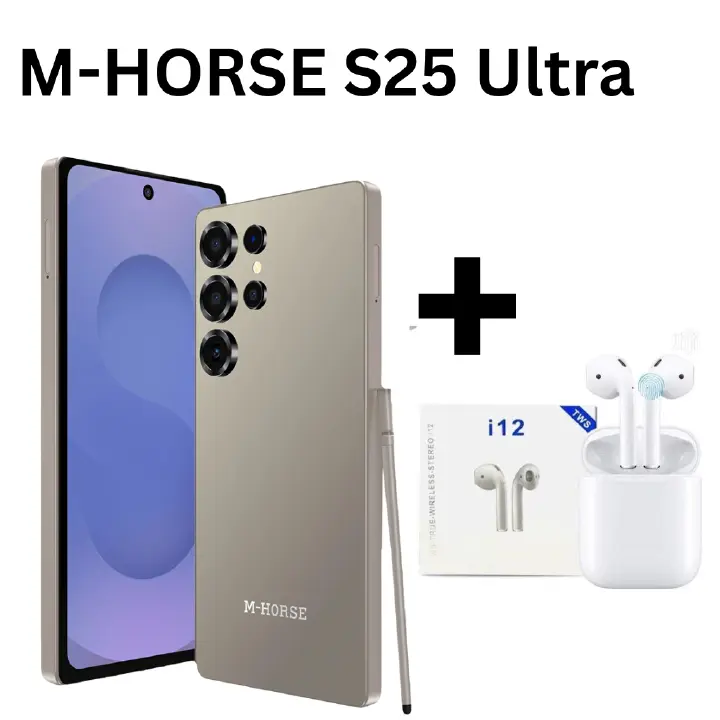 M-HORSE S25 Ultra 6.6'' HD + incell 4GB RAM + 64GB ROM 5MP Front camera +8MP Rear camera 5000mAh battery capacity with stylus pen side fingerprint UNLOCK Android 14 phone smartphone +FREE EARPODS
