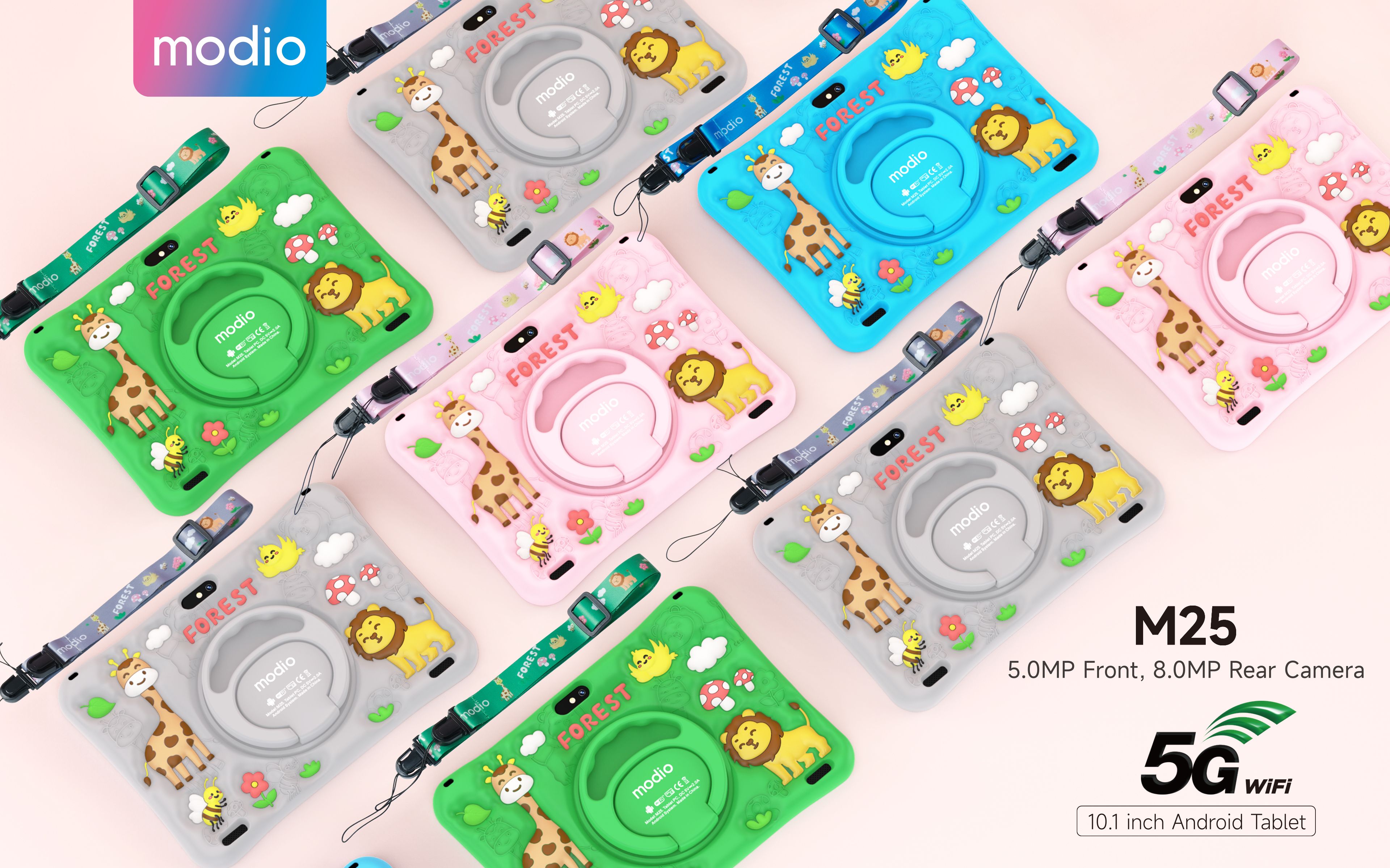 Modio M25 6GB RAM 256GB ROM Kids' Android Tablet 10.1 Inches, 10000mAh battery capacity Dual Camera, supports multiple languages ,8.0mp camera Sim Card Support + Wi-Fi + Free Gift Set