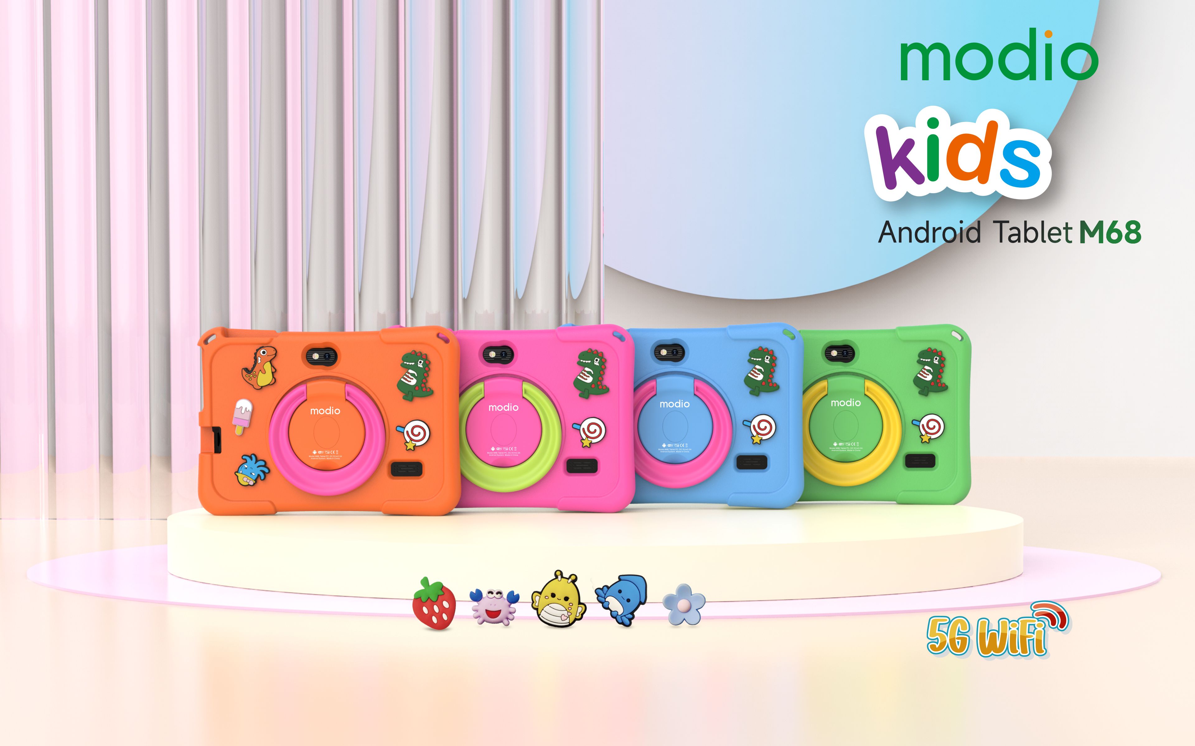 [NEW ARRIVAL] Modio M68 RAM 6GB 128GB ROM  7 inches   IPS LCD 3000mAh battery capacity  Front 5MP, Main 8MP WiFi, Parental Control, Preloaded Learning Apps – Kid-Proof Case Android TABLETS