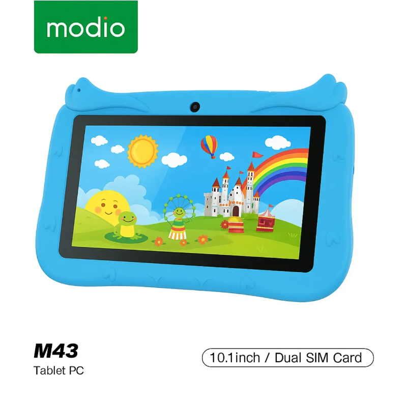 Modio M43 Kids Tablet 10.1 Inch 8GB RAM + 512GB ROM 1280×800 HD Display Dual SIM 10000mAh Battery 8MP Rear + 5MP Front Camera Android Tablet with Shockproof Owl Case
