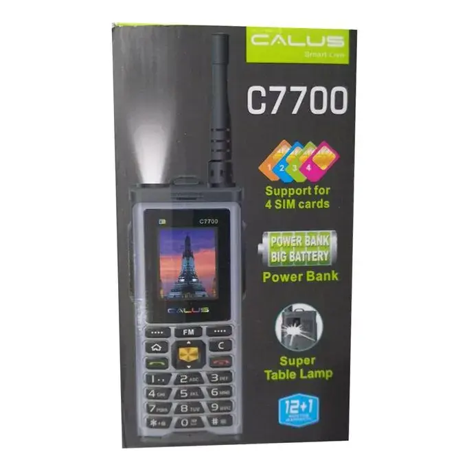 Calus c7700, 1.77" screen display 4 simcards, 10000mah powerbank/battery, bright torch, wireless fm, internet mobile 4 SIM CARD/QUADSIM MULIKA MWIZI/KATULULU/FEATURED PHONE