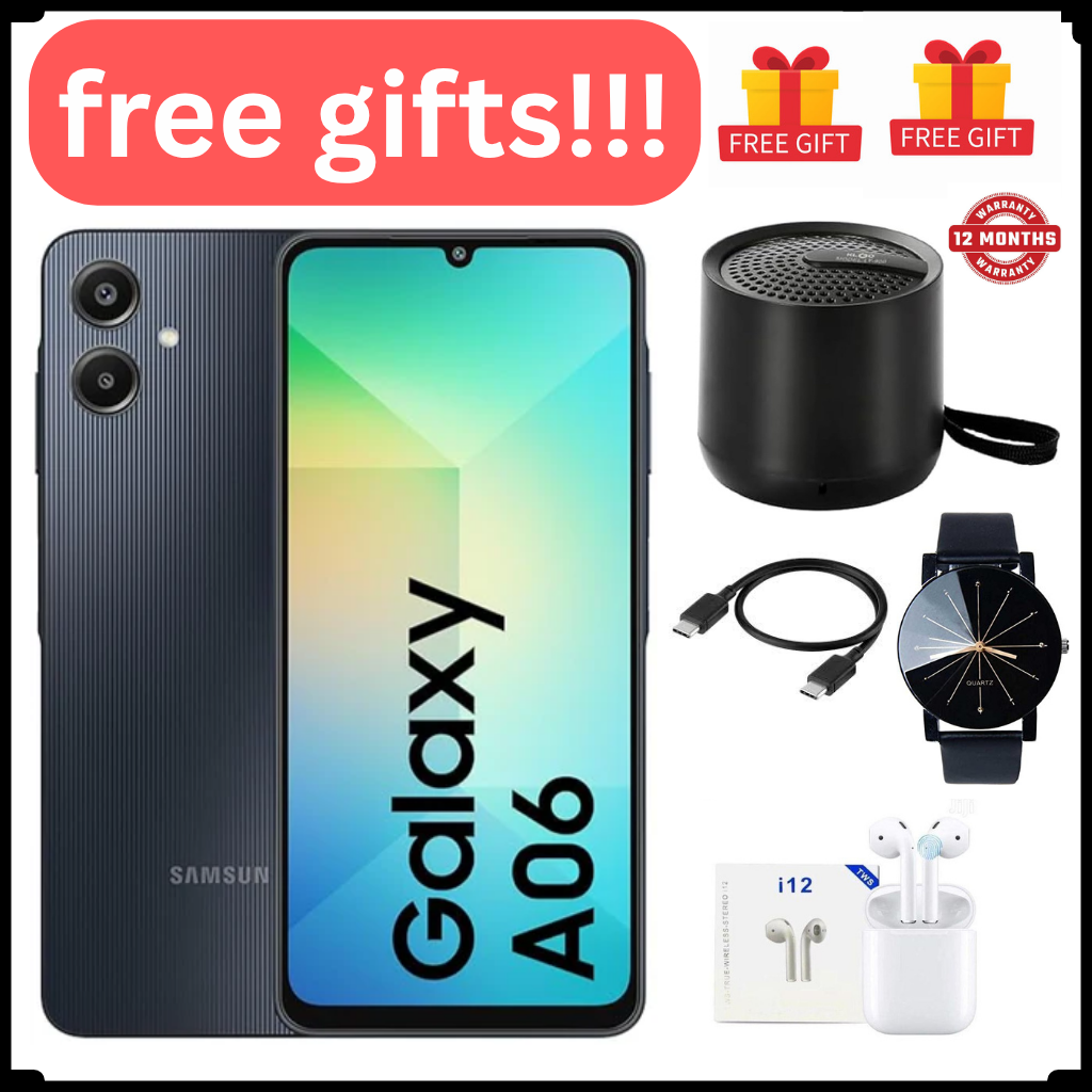 Samsung Galaxy A06 64GB+4GB 50MP Camera 6.7" 90Hz MTK Helio G85 (12nm) 5000mAh 25W Type-C Charge Android 14  Side Fingerprint Unlock phone Smart Phone + FREE GIFTS FOR YOU.