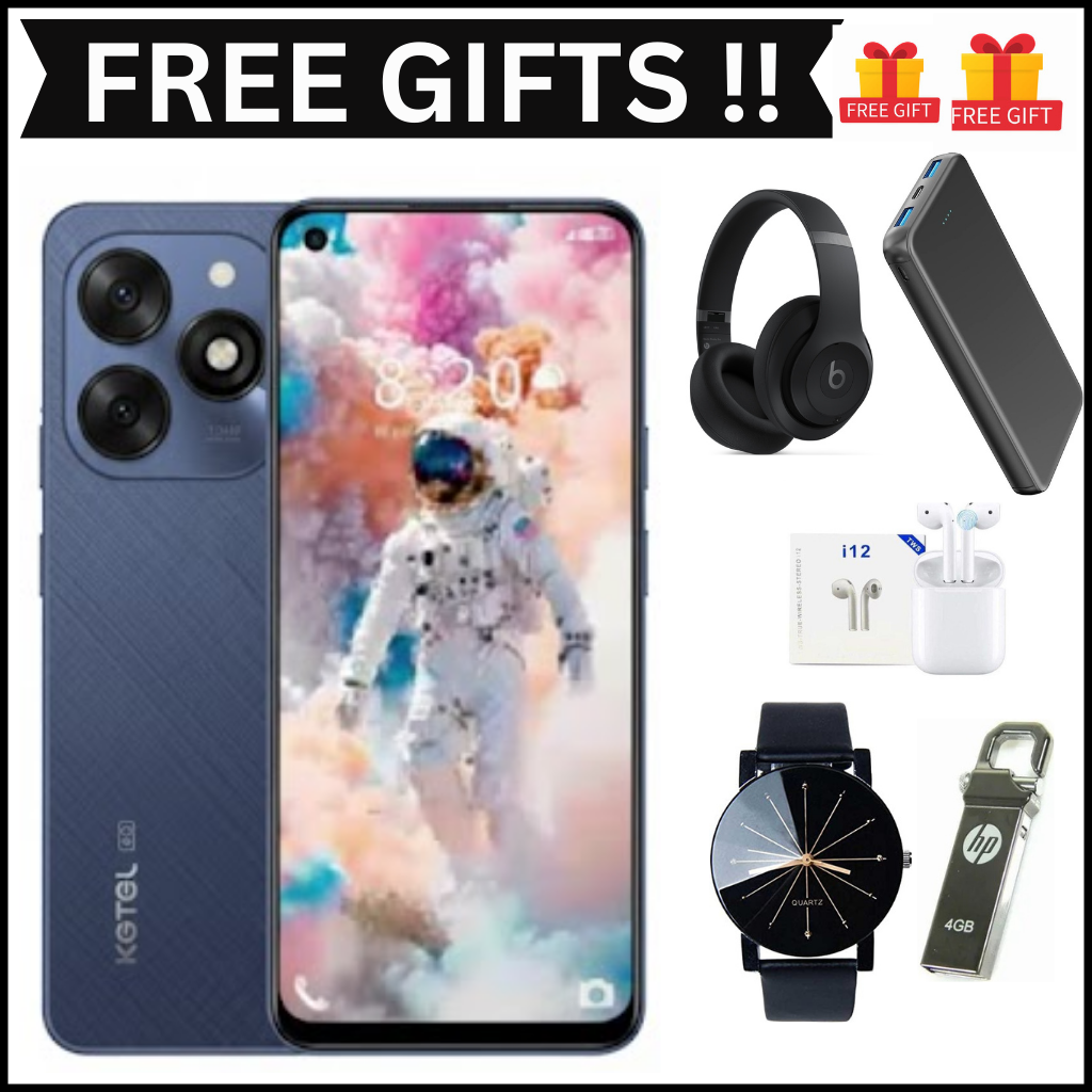 KGTEL NOVA 10 PRO 64GB Storage +12GB RAM (4+8)GB 5000mAh Dual SIM 13MP Camera 8MP SELFIE 6.56" LCD Screen 4G Finger Print Enabled Smart Phones+FREE GIFTS(WATCH,HEADPHONES, EARPODS,POWERBANK,FLASH DISK