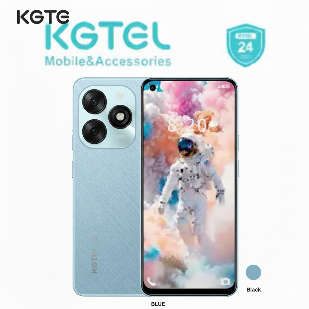 KGTEL NOVA 10 PRO 64GB Storage +12GB RAM (4+8)GB 5000mAh Dual SIM 13MP Camera 8MP SELFIE 6.56" LCD Screen 4G Finger Print Enabled  Smart Phones+FREE GIFTS(SPEAKER , EARPODS,C-C CABLE,FLASH DISK+ WATCH
