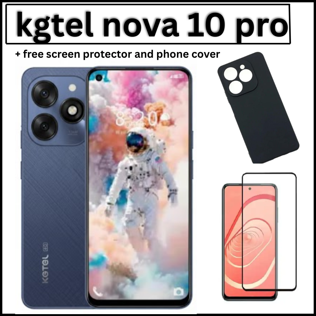 KGTEL NOVA 10 PRO 64GB Storage UPTO 12GB RAM (4+8)GB 5000mAh Dual SIM 13MP Camera 8MP SELFIE 6.56" LCD Screen 4G Finger Print Enabled Signal Stabilization Smart Phones + FREE SCREEN PROTECTOR + COVER