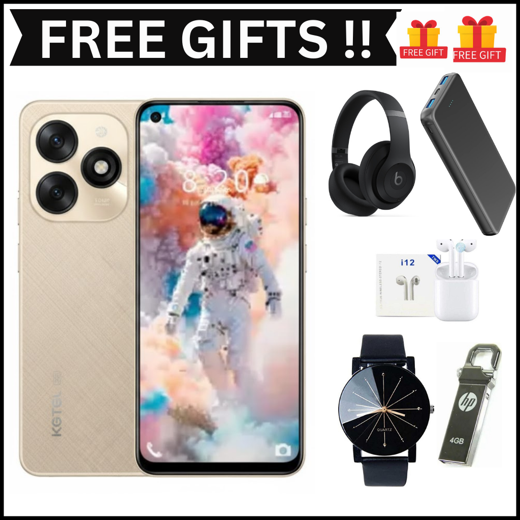KGTEL NOVA 10 PRO 64GB Storage +12GB RAM (4+8)GB 5000mAh Dual SIM 13MP Camera 8MP SELFIE 6.56" LCD Screen 4G Finger Print Enabled Smart Phones+FREE GIFTS(WATCH,HEADPHONES, EARPODS,POWERBANK,FLASH DISK