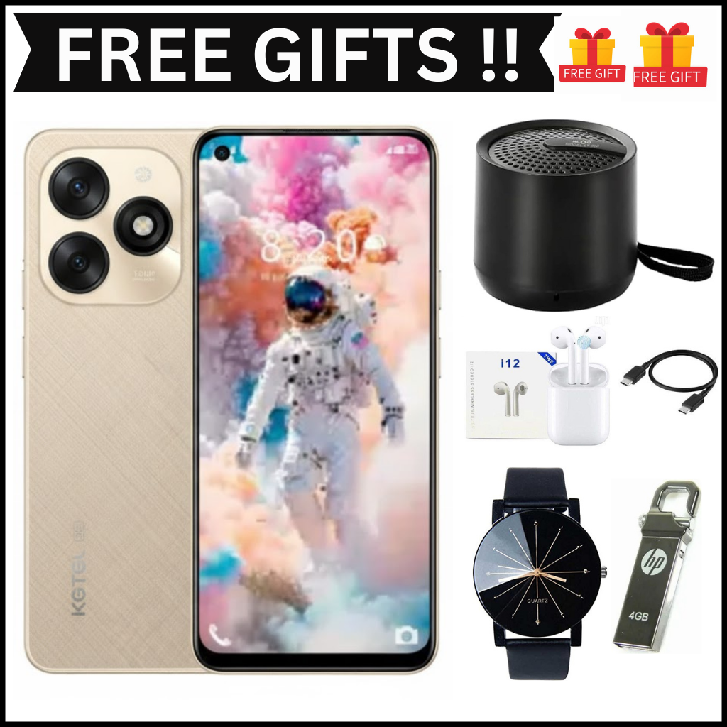 KGTEL NOVA 10 PRO 64GB Storage +12GB RAM (4+8)GB 5000mAh Dual SIM 13MP Camera 8MP SELFIE 6.56" LCD Screen 4G Finger Print Enabled  Smart Phones+FREE GIFTS(SPEAKER , EARPODS,C-C CABLE,FLASH DISK+ WATCH