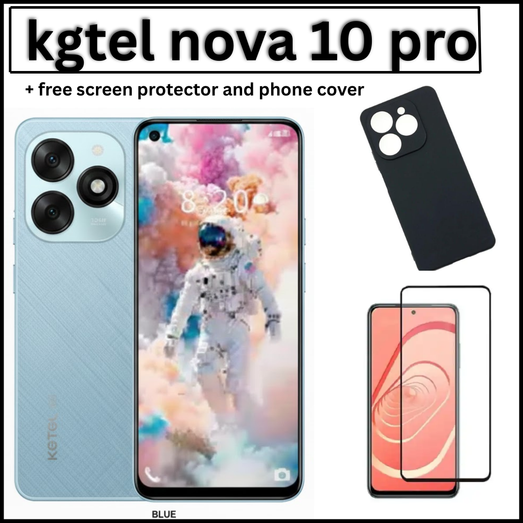 KGTEL NOVA 10 PRO 64GB Storage UPTO 12GB RAM (4+8)GB 5000mAh Dual SIM 13MP Camera 8MP SELFIE 6.56" LCD Screen 4G Finger Print Enabled Signal Stabilization Smart Phones + FREE SCREEN PROTECTOR + COVER