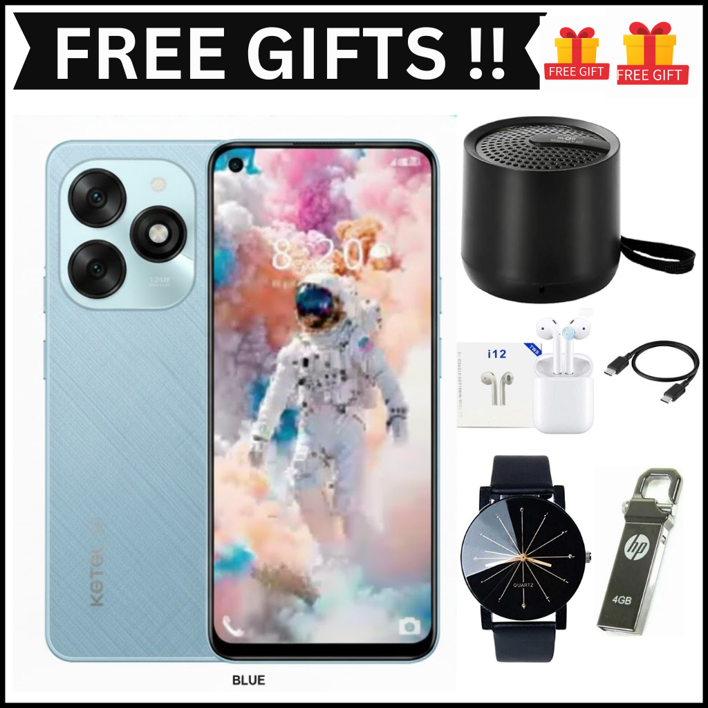 KGTEL NOVA 10 PRO 64GB Storage +12GB RAM (4+8)GB 5000mAh Dual SIM 13MP Camera 8MP SELFIE 6.56" LCD Screen 4G Finger Print Enabled  Smart Phones+FREE GIFTS(SPEAKER , EARPODS,C-C CABLE,FLASH DISK+ WATCH