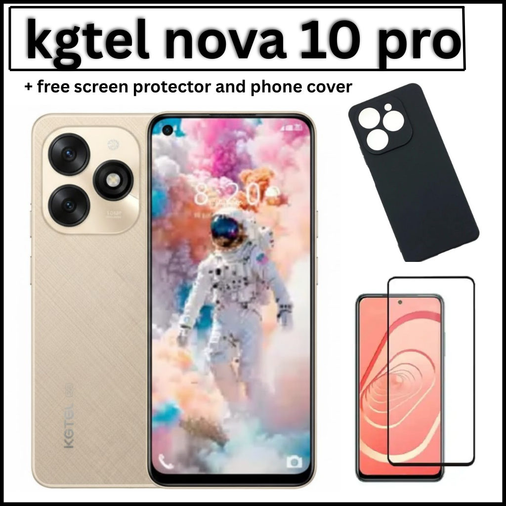 KGTEL NOVA 10 PRO 64GB Storage UPTO 12GB RAM (4+8)GB 5000mAh Dual SIM 13MP Camera 8MP SELFIE 6.56" LCD Screen 4G Finger Print Enabled Signal Stabilization Smart Phones + FREE SCREEN PROTECTOR + COVER