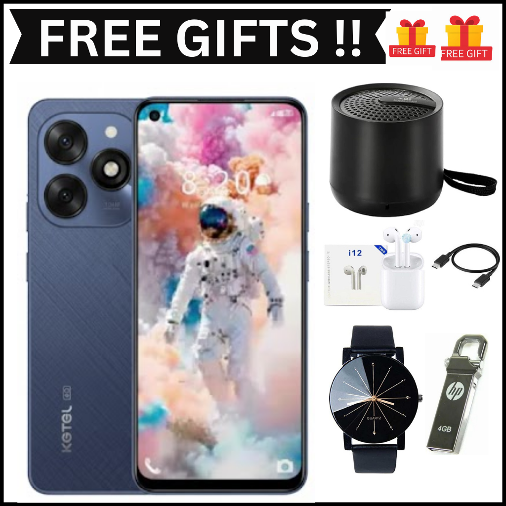 KGTEL NOVA 10 PRO 64GB Storage +12GB RAM (4+8)GB 5000mAh Dual SIM 13MP Camera 8MP SELFIE 6.56" LCD Screen 4G Finger Print Enabled  Smart Phones+FREE GIFTS(SPEAKER , EARPODS,C-C CABLE,FLASH DISK+ WATCH