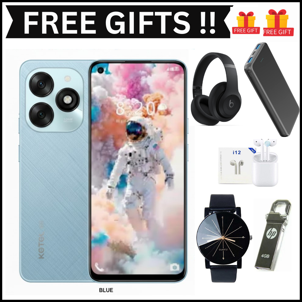KGTEL NOVA 10 PRO 64GB Storage +12GB RAM (4+8)GB 5000mAh Dual SIM 13MP Camera 8MP SELFIE 6.56" LCD Screen 4G Finger Print Enabled Smart Phones+FREE GIFTS(WATCH,HEADPHONES, EARPODS,POWERBANK,FLASH DISK