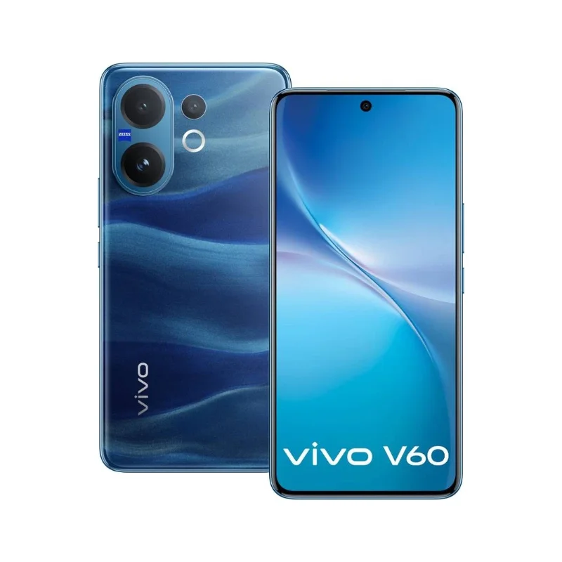 Vivo V60 256GB ROM +8GB RAM 6.7" 120Hz AMOLED Display 50MP Camera 6500mAh Battery 90W Fast Charging Dual SIM IP 65 Water & Dust Resistance Android 15 On-Screen Fingerprint AI Smartphone