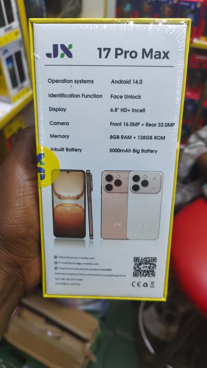 JX 17 Pro Max Android 14 smartphone 128GB Rom +8GB Ram 6.8 inches IPS LCD screen display 5000mAh battery capacity OCTA-CORE Processor 32mp dual main camera+ 16mp selfie android smartphone
