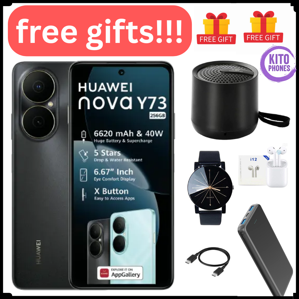 HUAWEI NOVA Y73, 8GB RAM +256GB ROM, WATER AND DUST RESISTANT,TURBO CHARGING, 6.67 DISPLAY, 6620mAh BATTERY CAPACITY 50mp +8mp wide SIDE FINGERPRINT ANDROID 12 PHONESMARTPHONE+ FREE GIFTS JUST FOR YOU