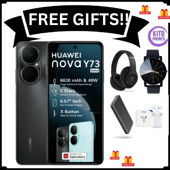 HUAWEI NOVA Y73, 8GB RAM +256GB ROM, WATER AND DUST RESISTANT,TURBO CHARGING, 6.67 DISPLAY, 6620mAh BATTERY CAPACITY 50mp +8mp wide SIDE FINGERPRINT ANDROID 12 PHONESMARTPHONE+ FREE GIFTS JUST FOR YOU