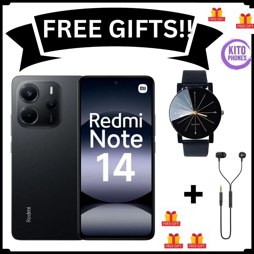 XIAOMI Redmi Note 14 256GB ROM+8GB RAM 6.67" AMOLED Display 108MP Camera 5500mAh Battery 120Hz IP54 Dust resistant Smart Phones +FREE GIFTS (WATCH + EARPHONES)FOR YOU