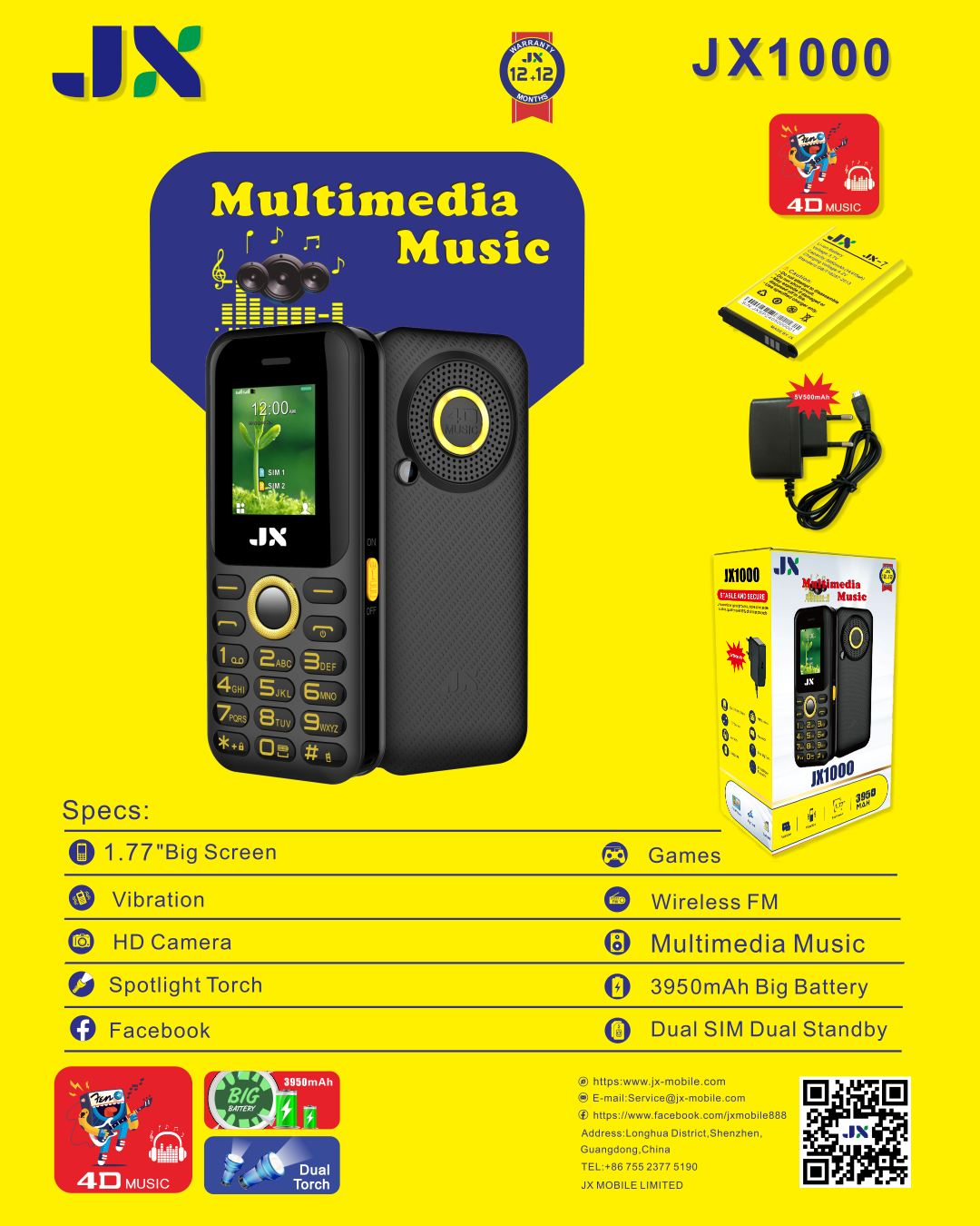 JX JX1000 WITH MULTIMEDIA MUSIC BATTERY 3950MAH HD CAMERA DUAL SIM CARD WIRELESS FM SCREEN DISPLAY 1.77’’ VIBRATION AUDIO AND VIDEO PLAYER TORCH 1 YEAR WARRANTY KABAMBE/MULIKA /FEATURED PHONE