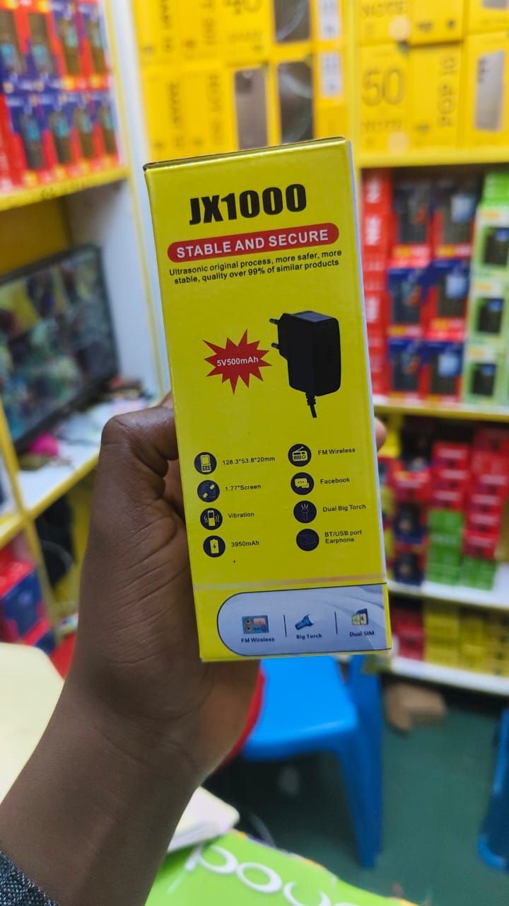 JX JX1000 WITH MULTIMEDIA MUSIC BATTERY 3950MAH HD CAMERA DUAL SIM CARD WIRELESS FM SCREEN DISPLAY 1.77’’ VIBRATION AUDIO AND VIDEO PLAYER TORCH 1 YEAR WARRANTY KABAMBE/MULIKA /FEATURED PHONE