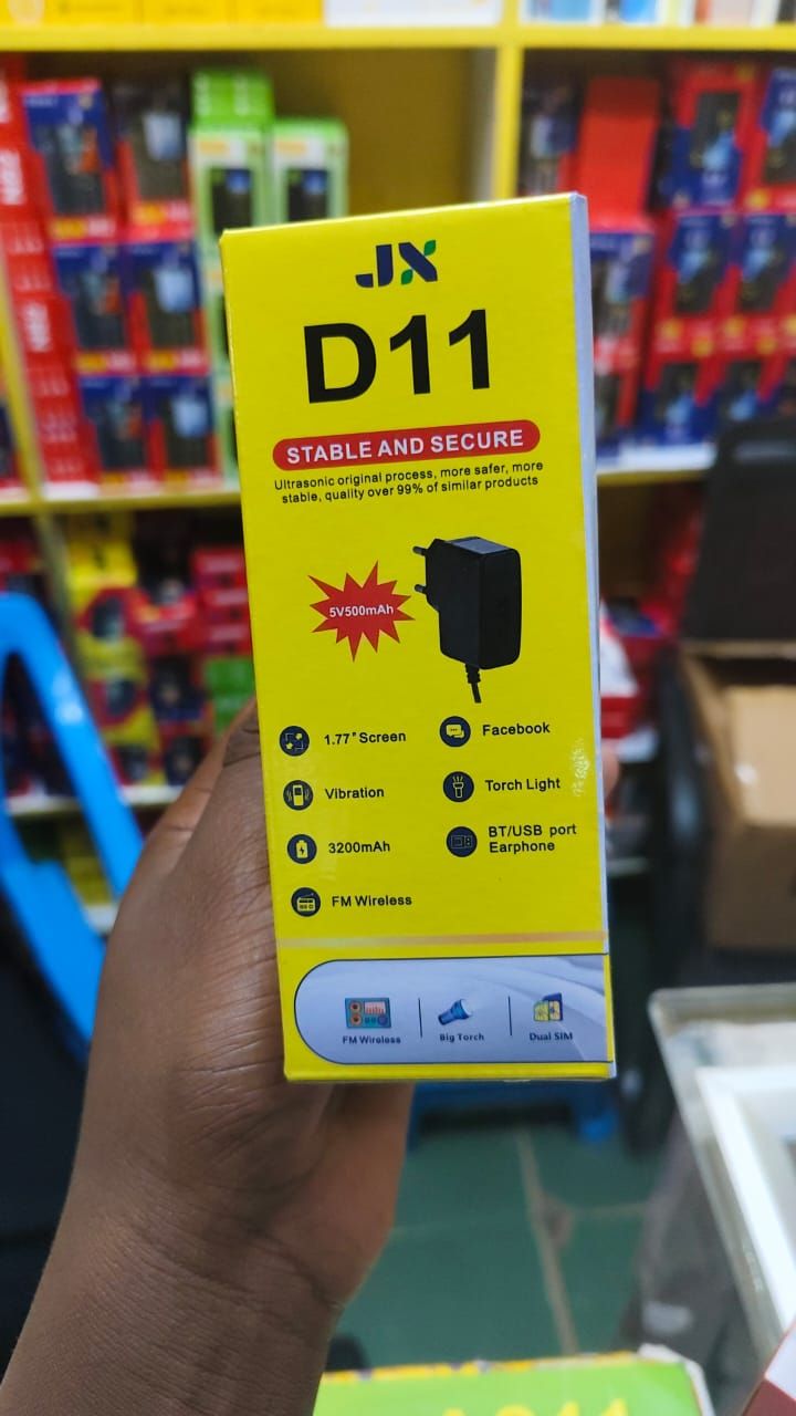 Jx D11 1.77" SCREEN DISPLAY 3200mAh LARGE BATTERY DUAL SIM CARD FEATURED KAMBABE PHONE WITH BIG TORCH, FACEBOOK, FM WIRELESS AUDIO AND VIDEO PLAYER TORCH 1 YEAR WARRANTY KABAMBE/MULIKA/ FEATURED PHONE