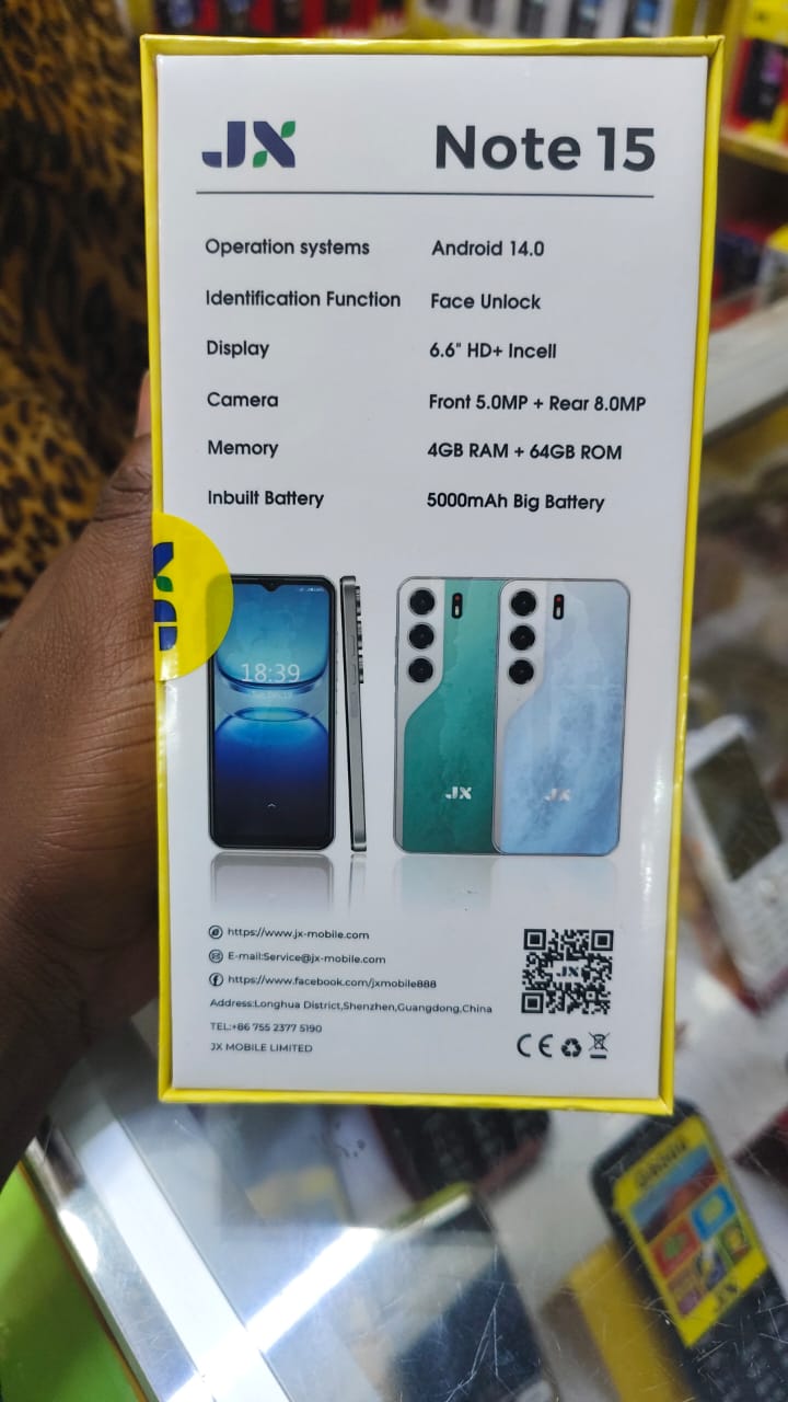 JX Note 15 Smartphone 4GBRAM + 64GB ROM Display: 6.6″ HD+ Incell 5MP Front + 8MP Rear AI Camera 5000mAh Big Battery Dual sim Android 14 Smart Phones