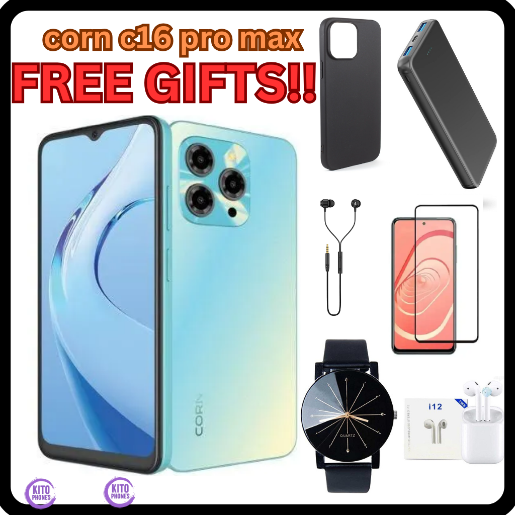 Corn C16 Pro Max  64GB Storage +5(2+3Extended) RamUnlocked Cell Phone, Android 6.6"HD +WATERDROP SCREEN 13MP Main Camera,8mp Front camera  5000mAh Dual SIM, Face ID, GPS, OTG phone+ FREE GIFTS FOR YOU