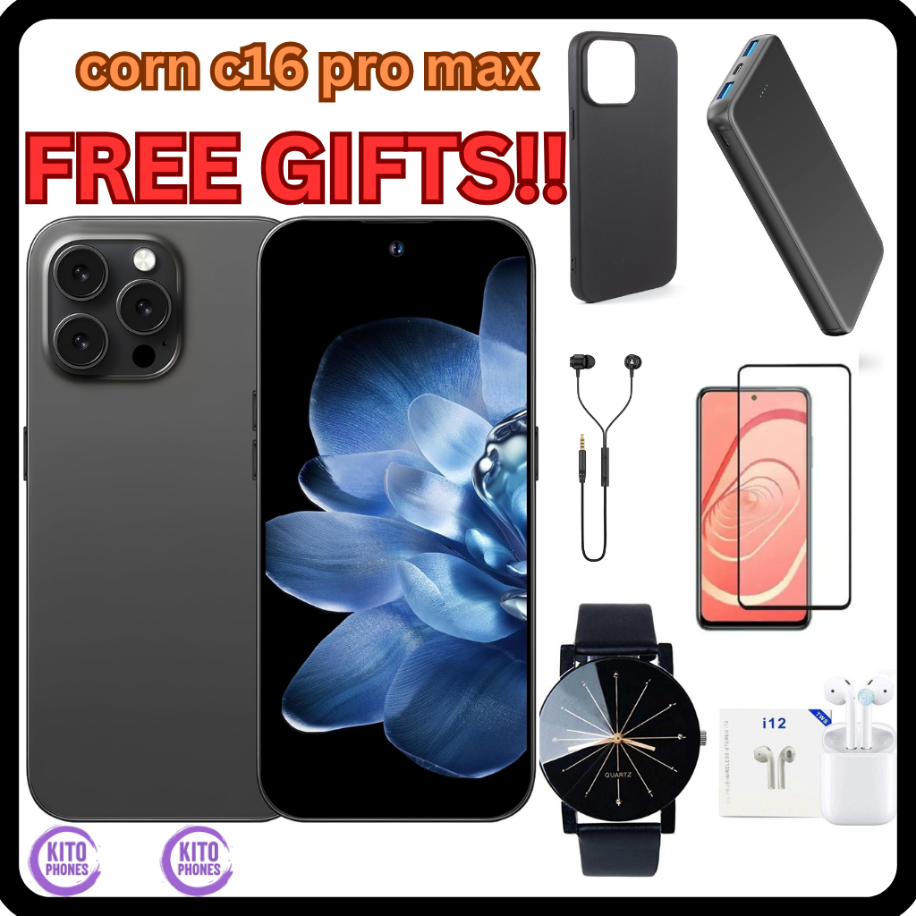 Corn C16 Pro Max  64GB Storage +5(2+3Extended) RamUnlocked Cell Phone, Android 6.6"HD +WATERDROP SCREEN 13MP Main Camera,8mp Front camera  5000mAh Dual SIM, Face ID, GPS, OTG phone+ FREE GIFTS FOR YOU