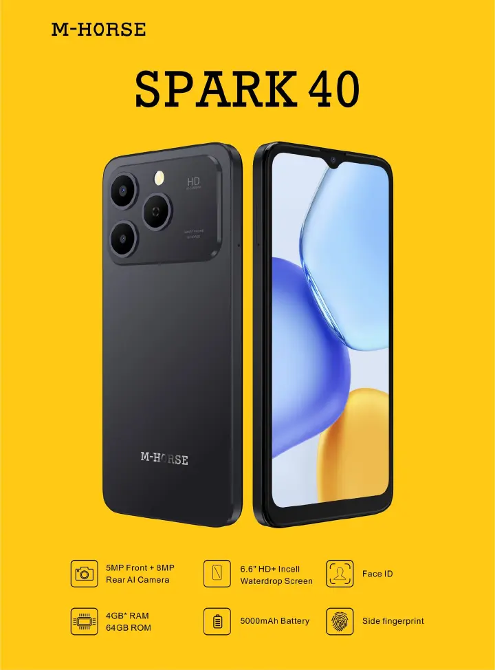 [NEW ARRIVAL] M-HORSE SPARK 40 STORAGE 64GB ROM+4GB SCREEN 6.6’’ BATTERY 5000MAH SIDE FINGERPRINT AI CAMERA 5MP FRONT+8MP REAR FACE ID TYPE-C CHEAP SMARTPHONES
