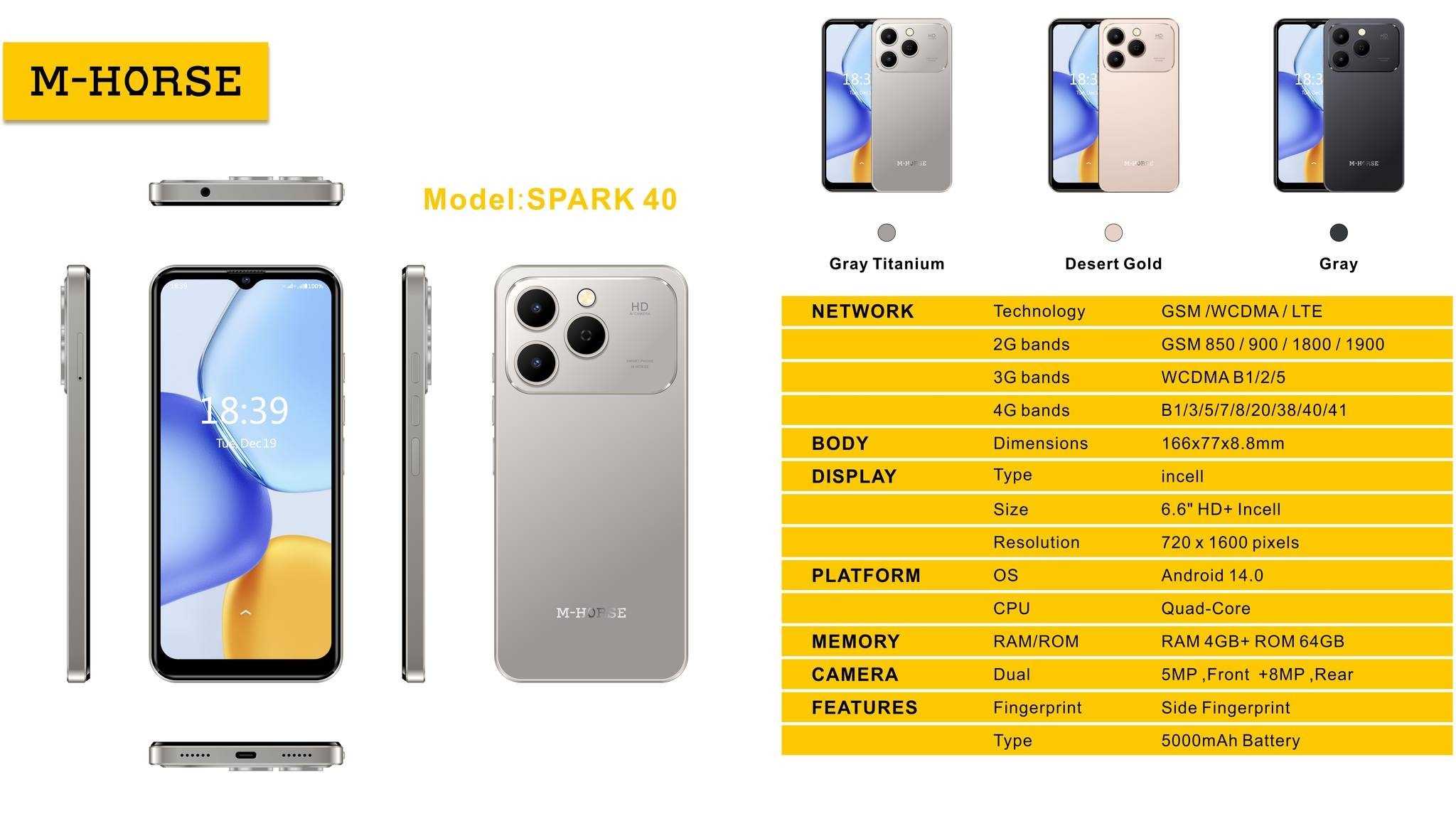 [NEW ARRIVAL] M-HORSE SPARK 40 STORAGE 64GB ROM+4GB SCREEN 6.6’’ BATTERY 5000MAH SIDE FINGERPRINT AI CAMERA 5MP FRONT+8MP REAR FACE ID TYPE-C CHEAP SMARTPHONES