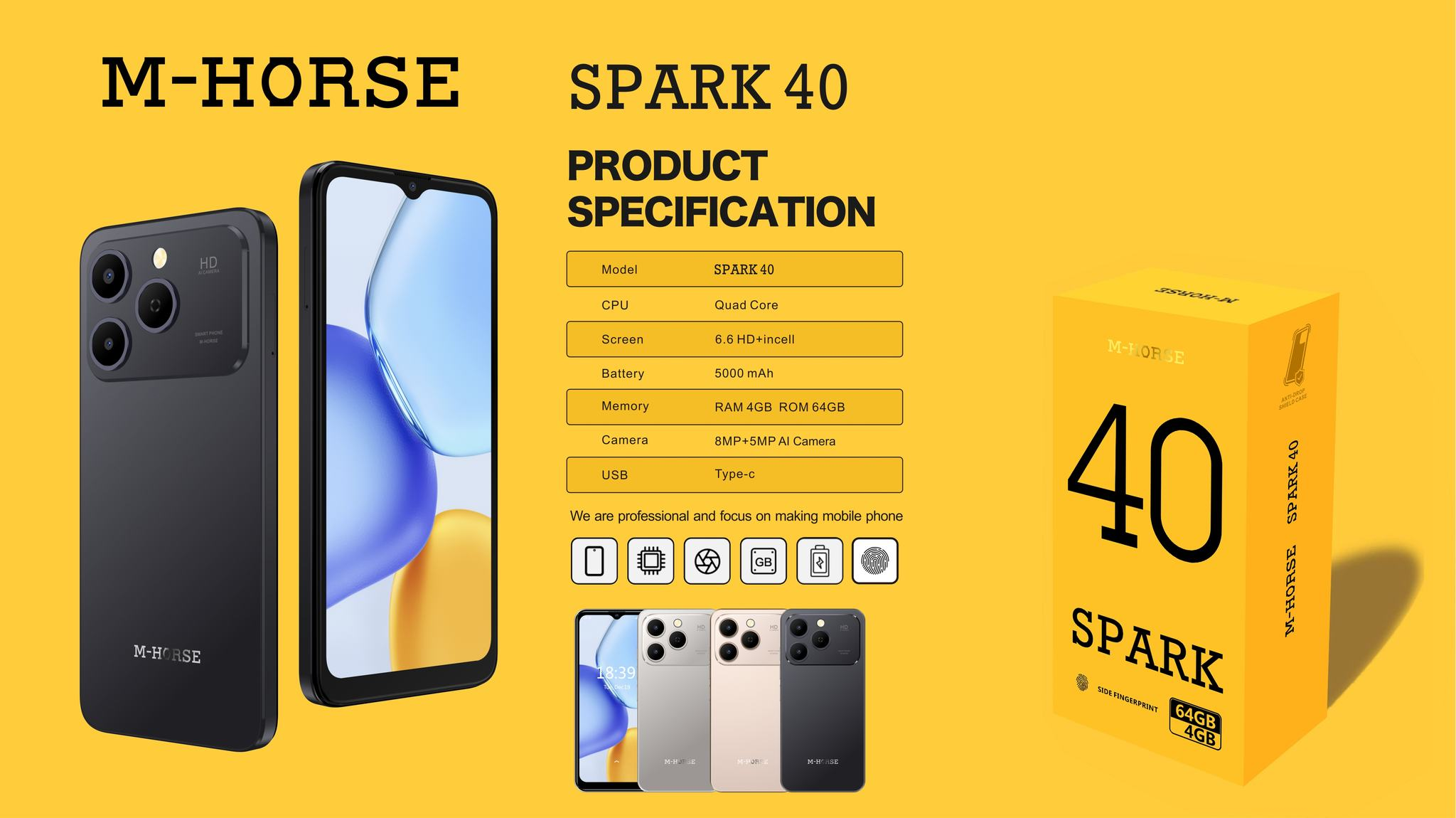 [NEW ARRIVAL] M-HORSE SPARK 40 STORAGE 64GB ROM+4GB SCREEN 6.6’’ BATTERY 5000MAH SIDE FINGERPRINT AI CAMERA 5MP FRONT+8MP REAR FACE ID TYPE-C CHEAP SMARTPHONES