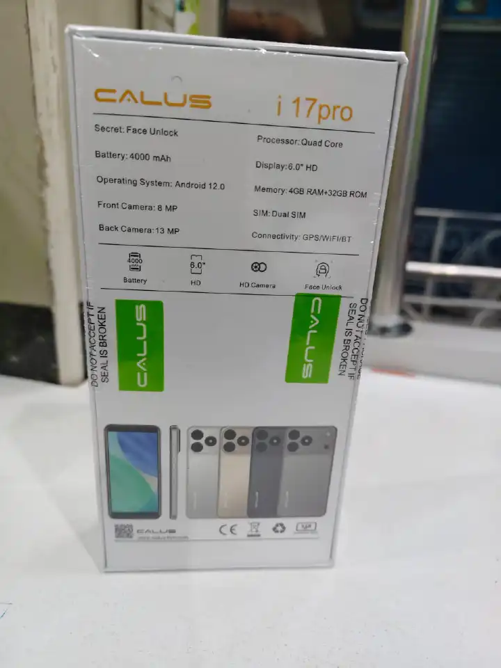 Calus i17 Pro Max Android 12 smartphone 32gb Rom + 4gb Ram 6.0 inches IPS LCD screen display 4000mAh battery capacity OCTA-CORE Processor 13mp dual main camera+ 8mp selfie android smartphone