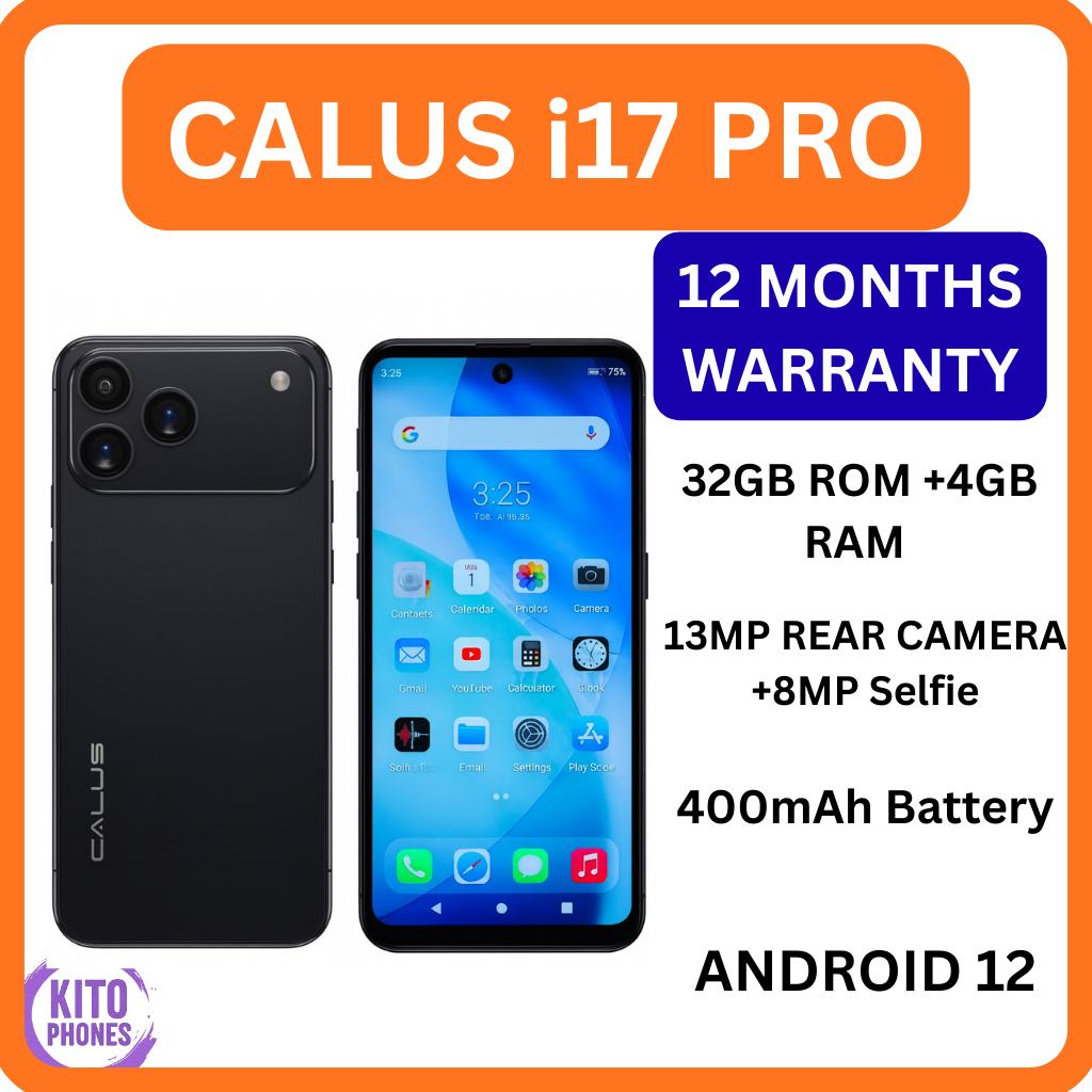 Calus i17 Pro Max Android 12 smartphone 32gb Rom + 4gb Ram 6.0 inches IPS LCD screen display 4000mAh battery capacity OCTA-CORE Processor 13mp dual main camera+ 8mp selfie android smartphone