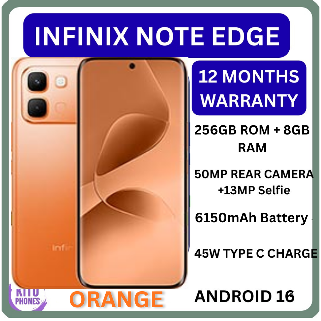 NEW ARRIVALS !!BRAND NEW INFINIX NOTE EDGE 256GB ROM+8GB RAM 6.78" 120Hz AMOLED DISPLAY 6150mAh BATTERY 50MP +13MP SELFIE World’s 1st MediaTek Dimensity 7100 45W Type-C Charge Android 16 SMARTPHONES