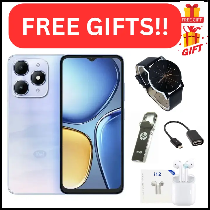 Itel A90 128GB+12(4+8)GB RAM 6.6“ 90HZ Display Phone Dual SIM 4G Network 13MP Camera Fingerprint Unlock 15W 5000 mAh Battery Android 14 Octa-core Smart Phones+ FREE GIFTS(WATCH,FLASHDISK,OTG+EARPODS)
