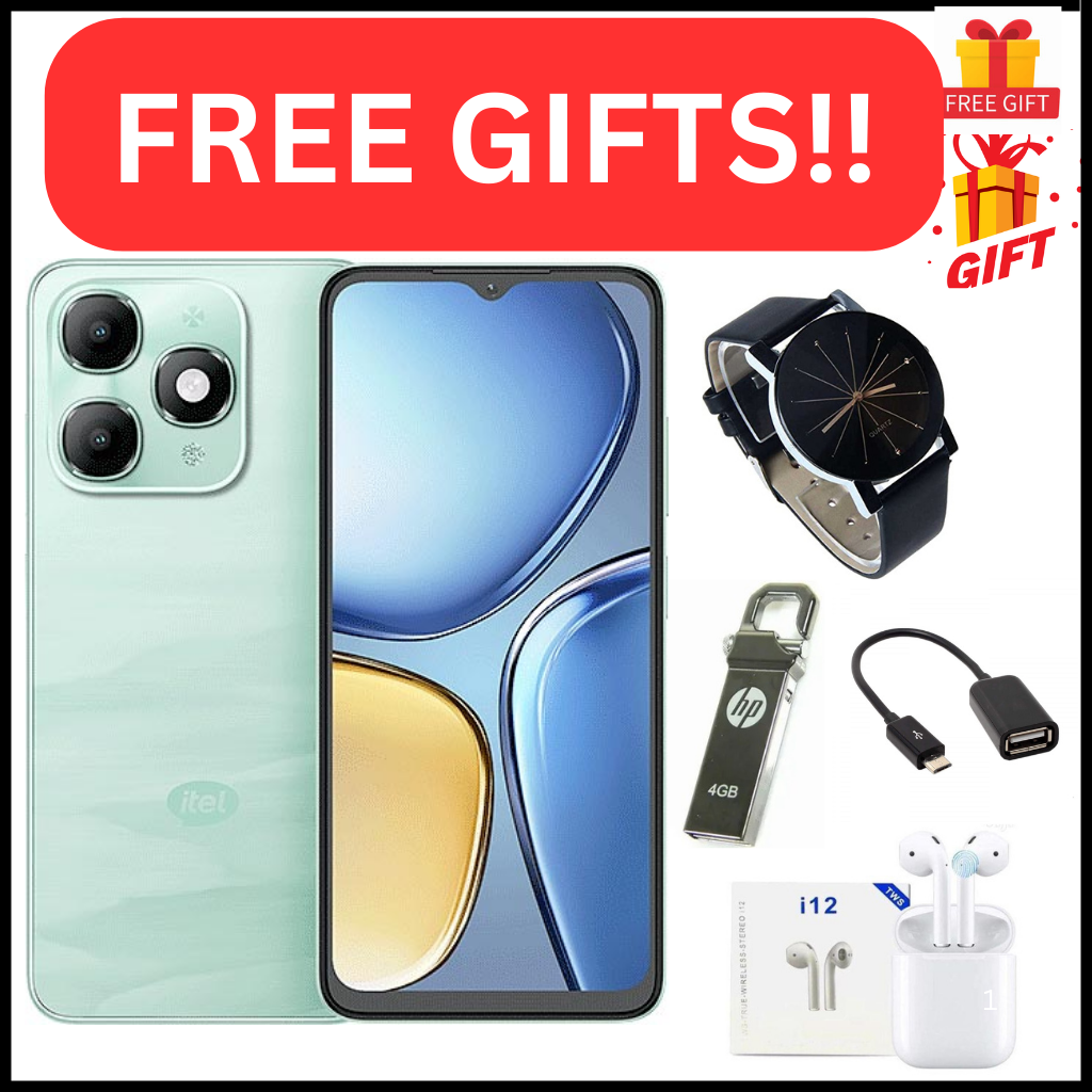 Itel A90 128GB+12(4+8)GB RAM 6.6“ 90HZ Display Phone Dual SIM 4G Network 13MP Camera Fingerprint Unlock 15W 5000 mAh Battery Android 14 Octa-core Smart Phones+ FREE GIFTS(WATCH,FLASHDISK,OTG+EARPODS)