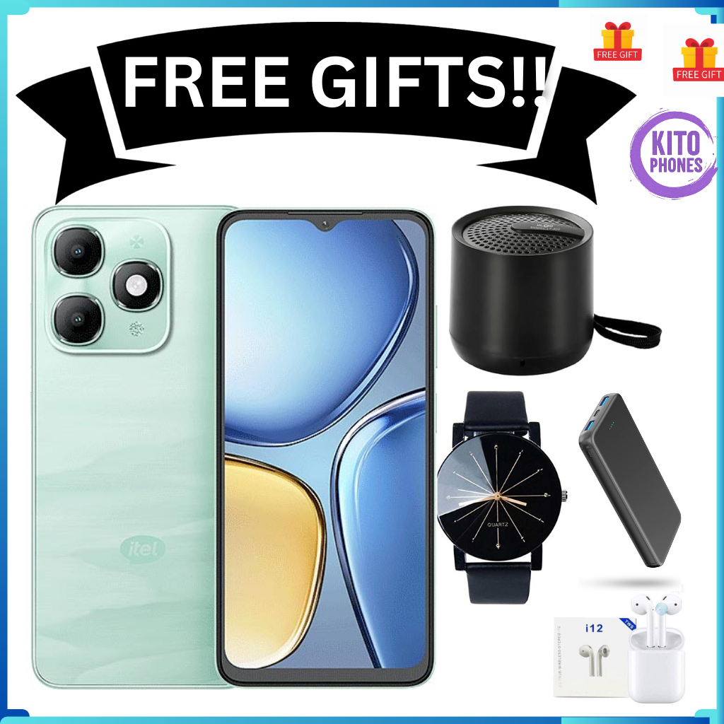 Itel A90 128GB+12(4+8)GB RAM 6.6“ 90HZ Display Phone Dual SIM 4G Network 13MP Camera Fingerprint Unlock 15W 5000 mAh Battery Android 14 Smart Phones+ FREE GIFTS(WATCH,POWERBANK ,SPEAKER +EARPODS)