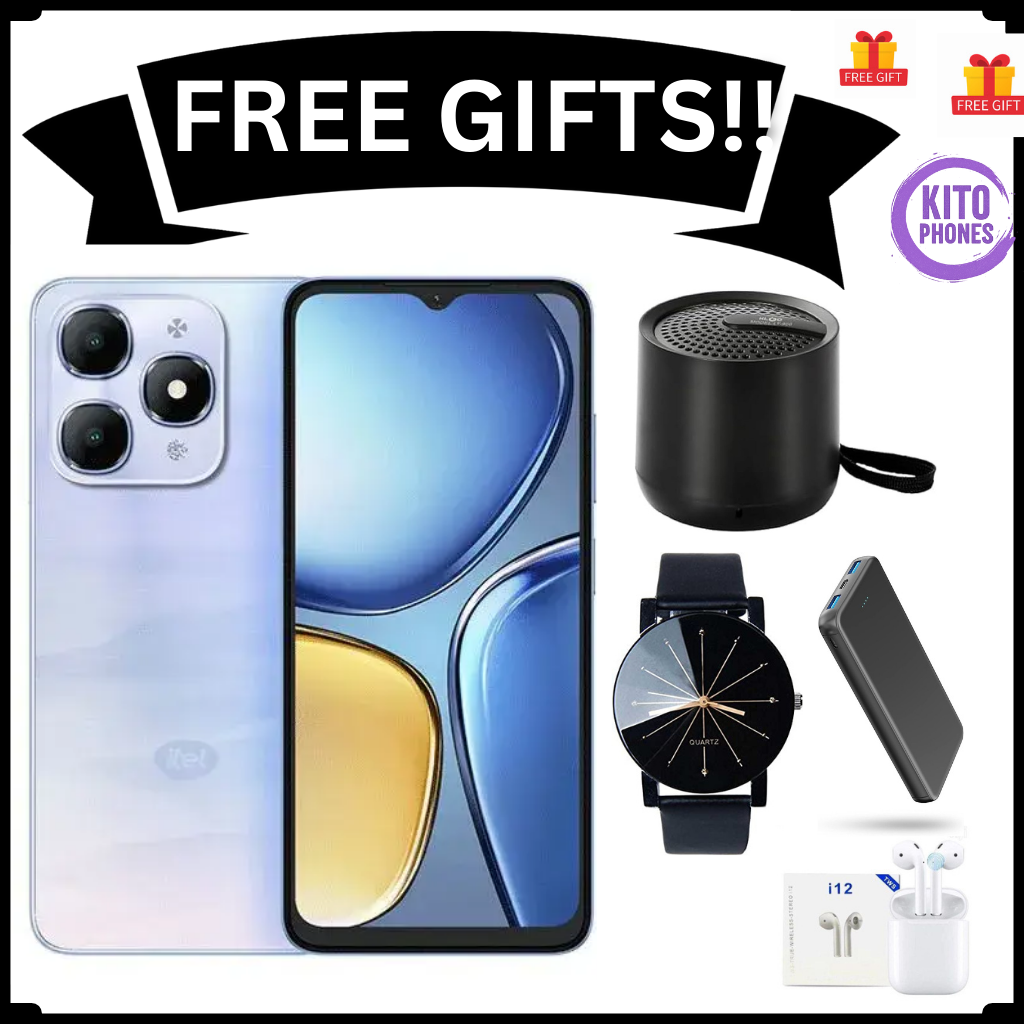 Itel A90 128GB+12(4+8)GB RAM 6.6“ 90HZ Display Phone Dual SIM 4G Network 13MP Camera Fingerprint Unlock 15W 5000 mAh Battery Android 14 Smart Phones+ FREE GIFTS(WATCH,POWERBANK ,SPEAKER +EARPODS)