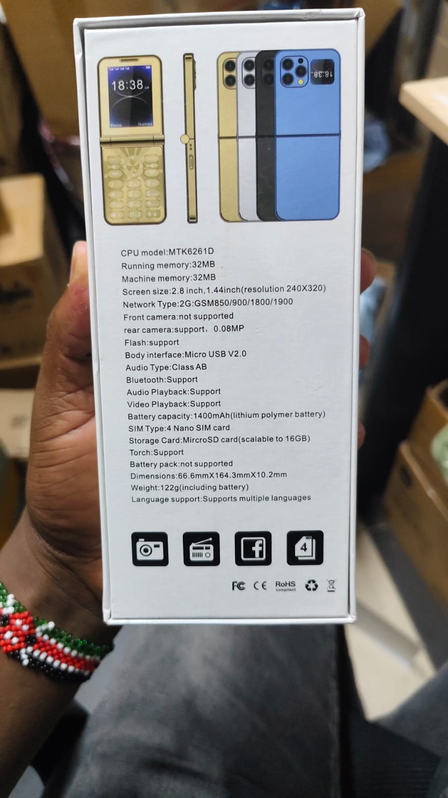 i16 Promax flip phone supports 4 SIM Card 1400mAh battery Qwerty Keyboard FM Radio 2.8 Inch Screen Square Shape Foldable Small Mobile Phone