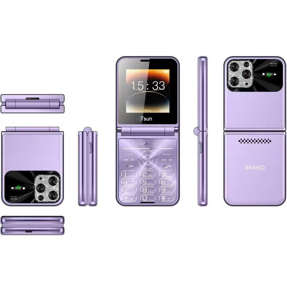 i16 Promax flip phone supports 4 SIM Card 1400mAh battery Qwerty Keyboard FM Radio 2.8 Inch Screen Square Shape Foldable Small Mobile Phone
